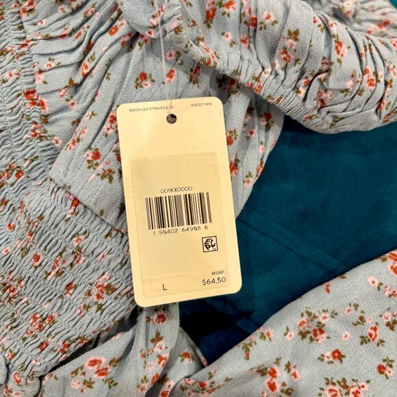 Levi's - Yara Crepe Dress - Blue Floral Pattern - Size: L - Picture 6 of 6